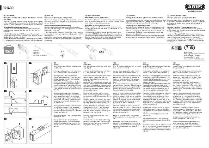 Página 1 del manual Guía de instalación Abus PR1400