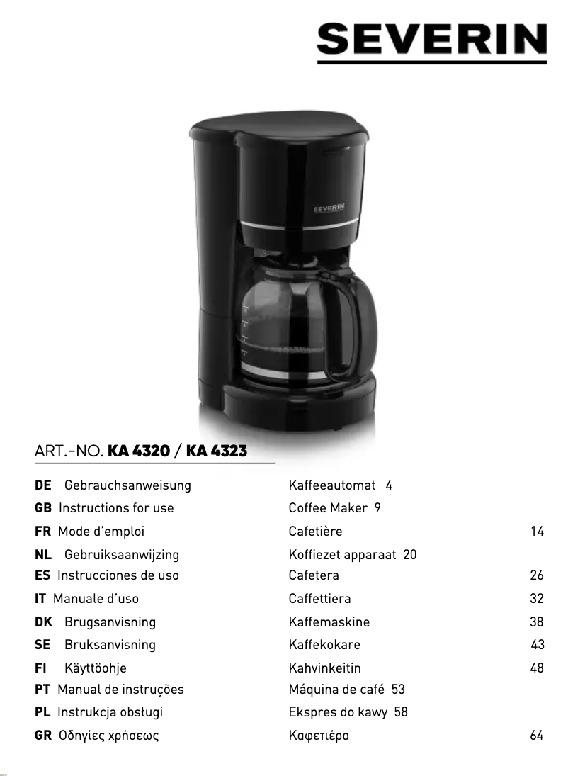 Imagen de la primera página del manual del dispositivo KA 4320