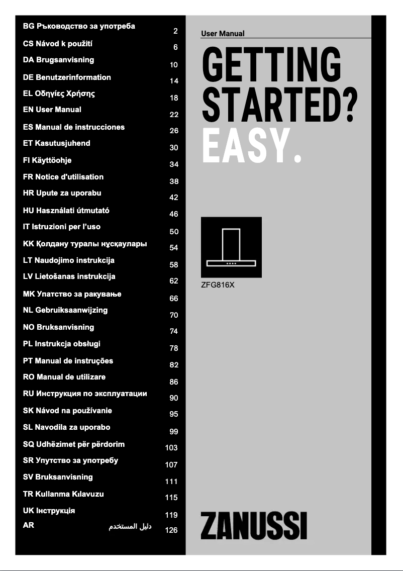 Imagen de la primera página del manual del dispositivo ZFG816X