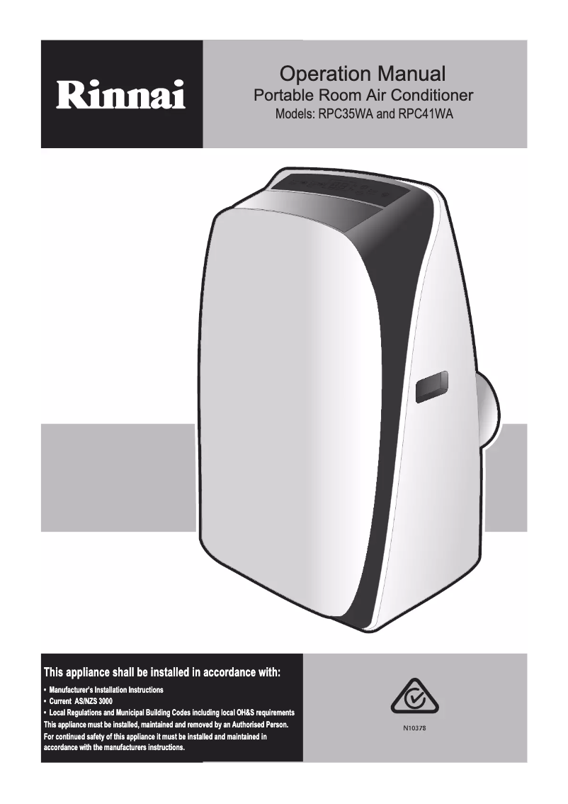 Página 1 del manual Manual de usuario Rinnai RPC35WA