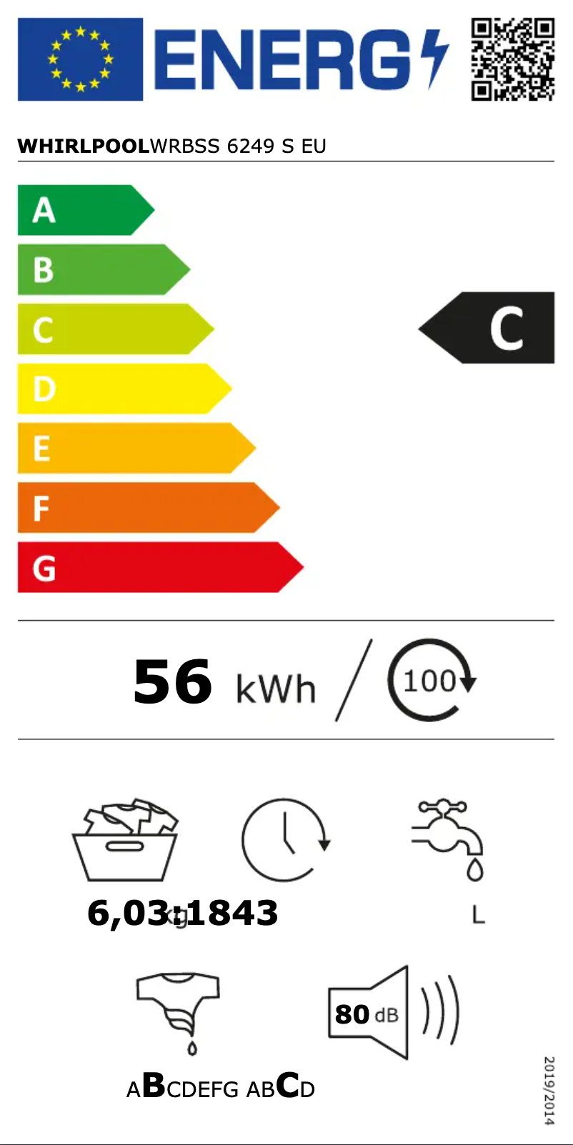 Página 1 del manual Etiqueta energética Whirlpool WRBSS 6249 S EU