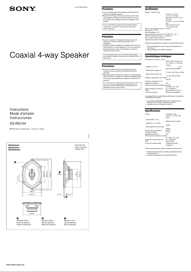 Imagen de la primera página del manual del dispositivo XS-R5744