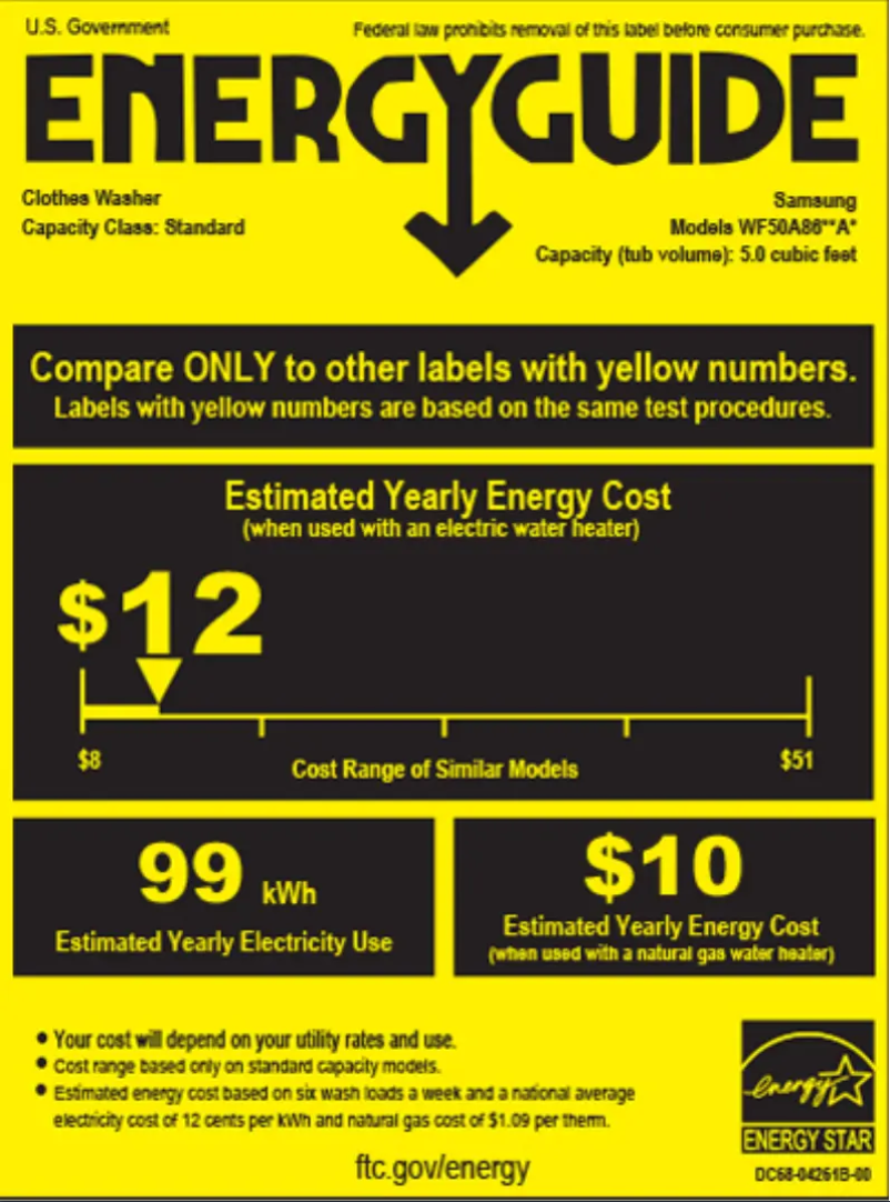 Página 1 del manual Etiqueta energética Samsung WF50A8600AV