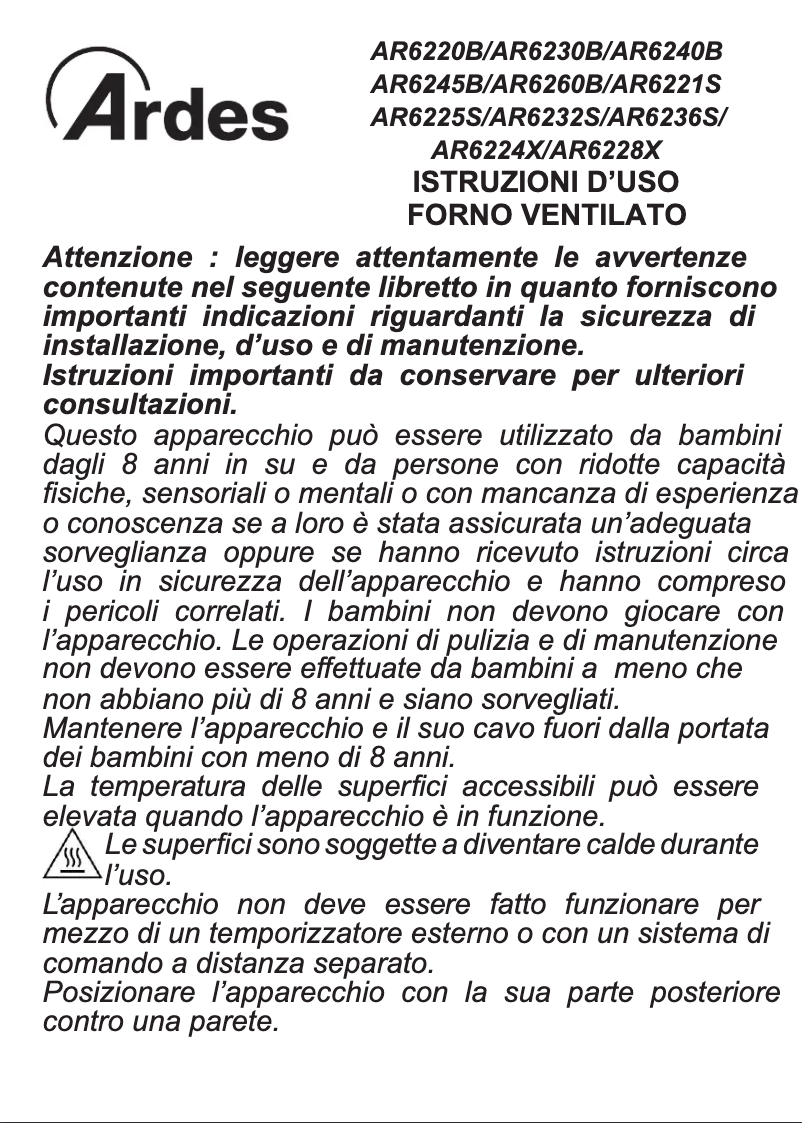 Imagen de la primera página del manual del dispositivo AR6232S