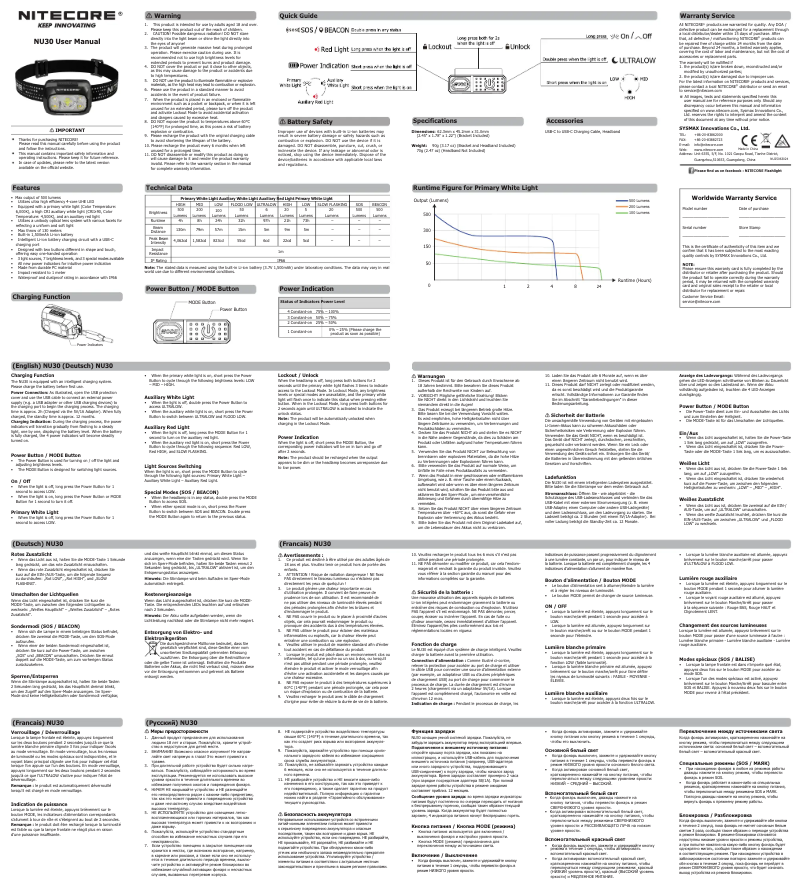 Página 1 del manual Manual de usuario Nitecore NU30