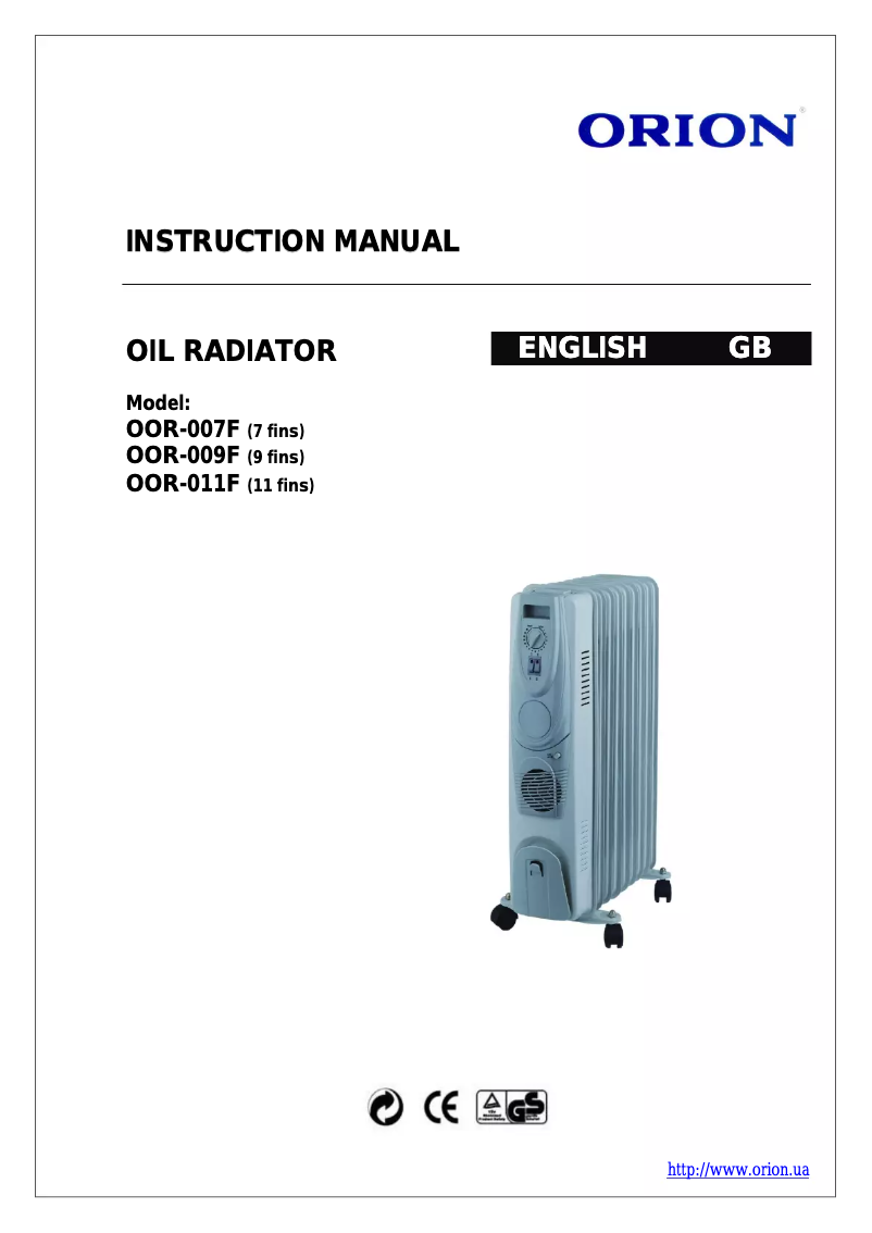 Página 1 del manual Manual de usuario Orion OOR-009F