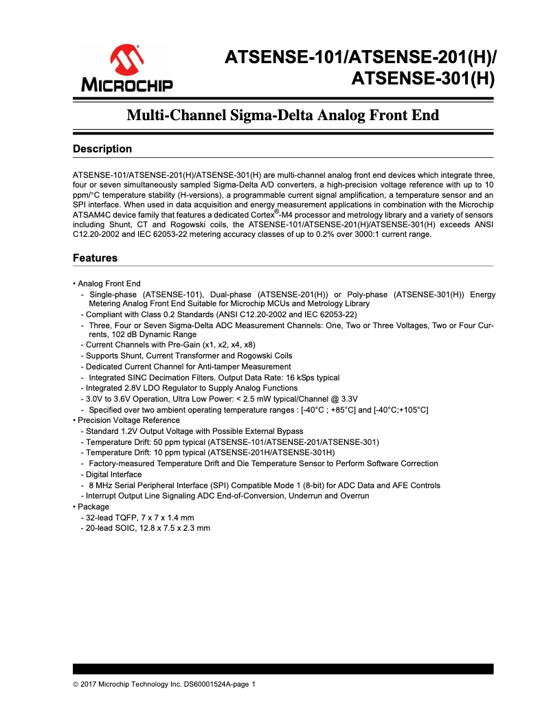 Imagen de la primera página del manual del dispositivo ATSENSE301