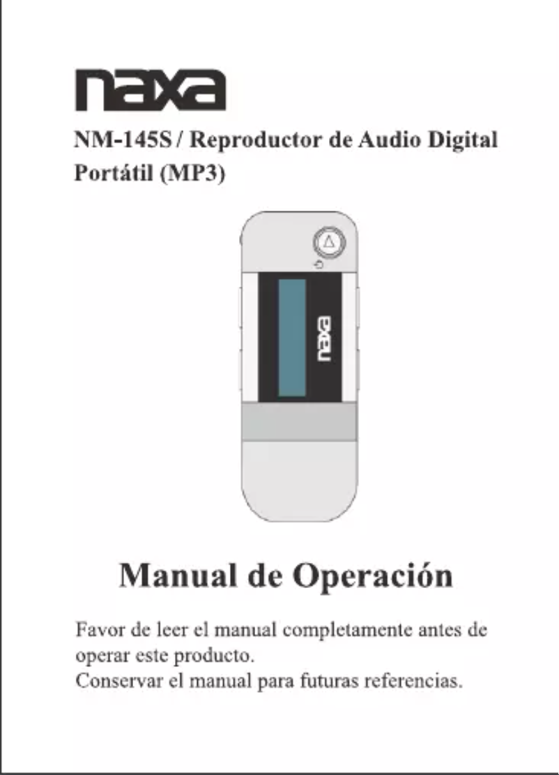 Imagen de la primera página del manual del dispositivo NM-145S