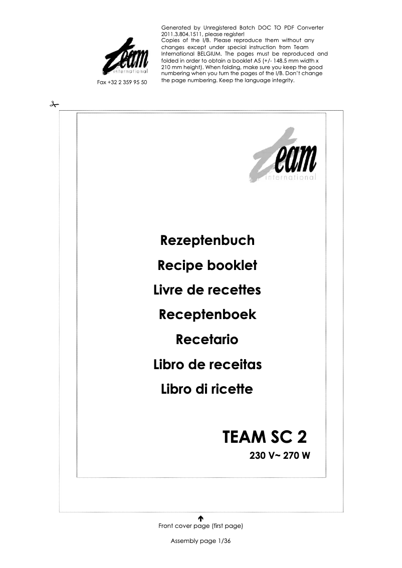 Imagen de la primera página del manual del dispositivo SC 2