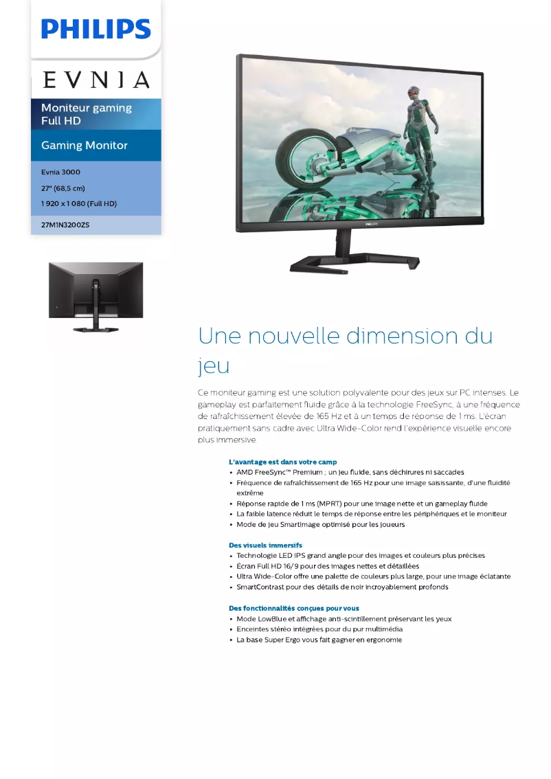 Página 1 del manual Ficha técnica Philips Evnia 27M1N3200ZS
