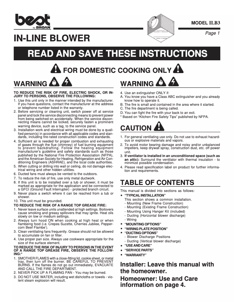 Página 1 del manual Guía de instalación Best ILB3