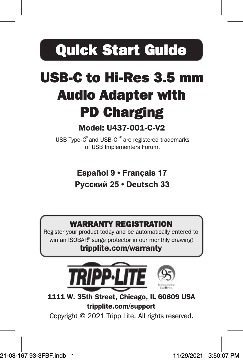 Imagen de la primera página del manual del dispositivo U437-001-C-V2