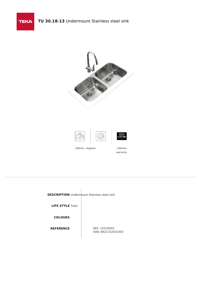 Página 1 del manual Ficha técnica Teka TU 30.18-13