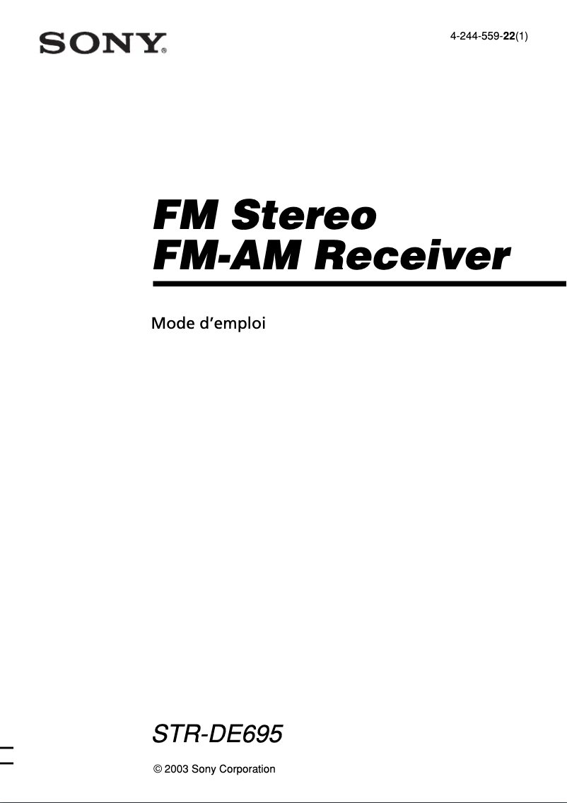 Imagen de la primera página del manual del dispositivo STR-DE695