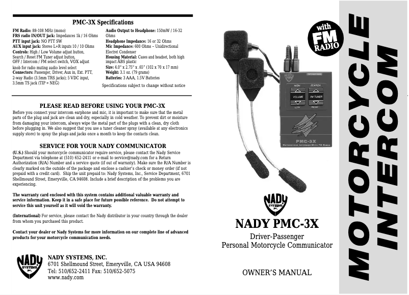 Imagen de la primera página del manual del dispositivo PMC-3X