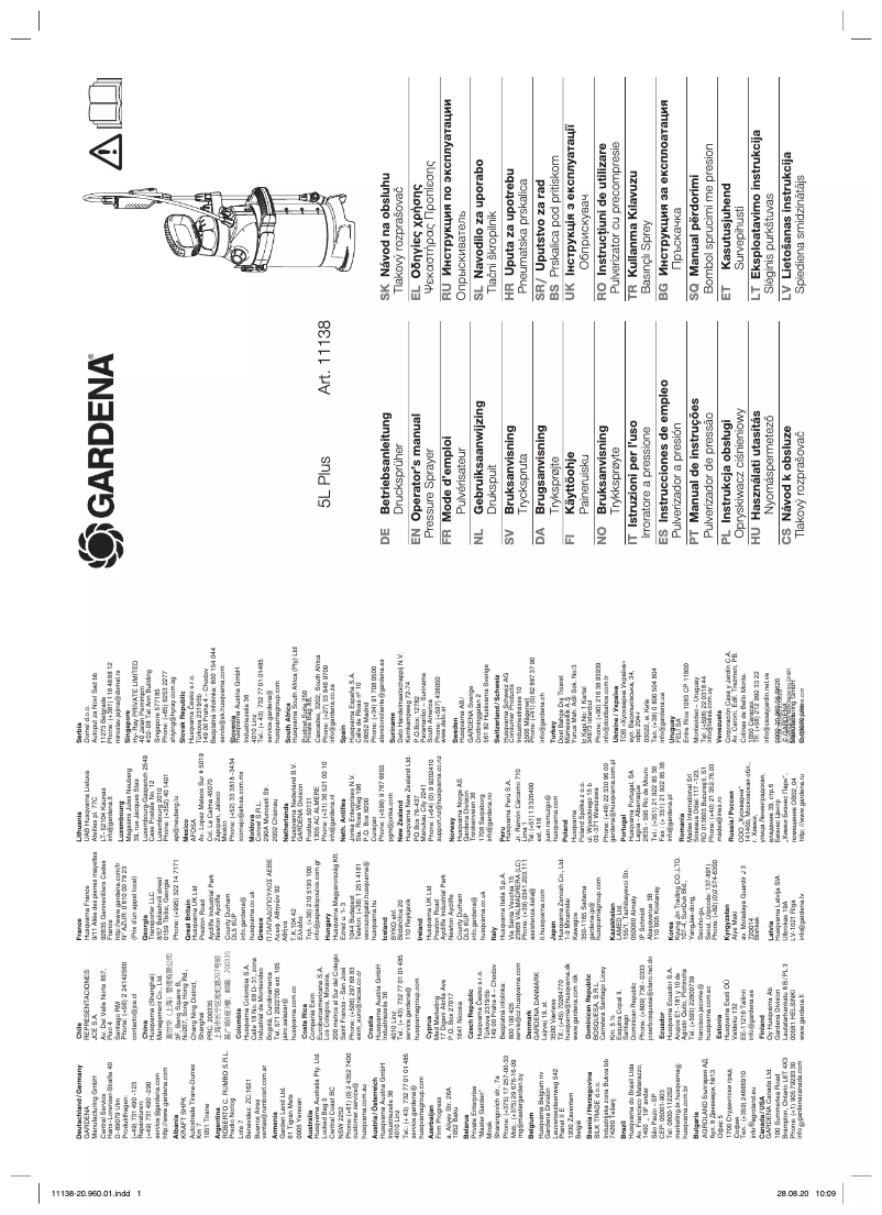 Página 1 del manual Manual de usuario Gardena 5L Plus 11138