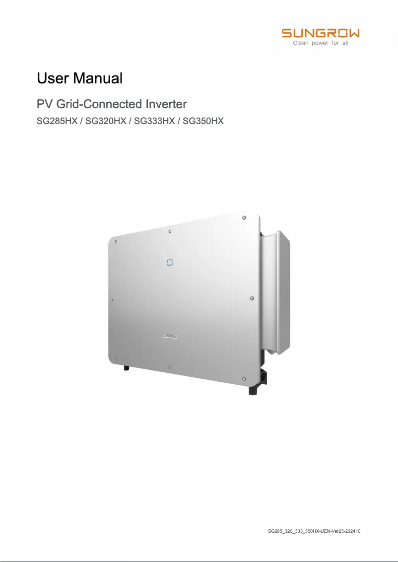 Imagen de la primera página del manual del dispositivo SG350HX