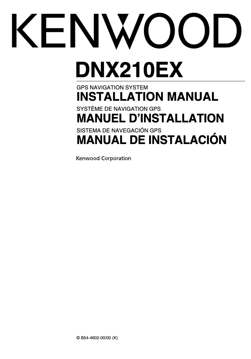 Página 1 del manual Guía de instalación Kenwood DNX210EX