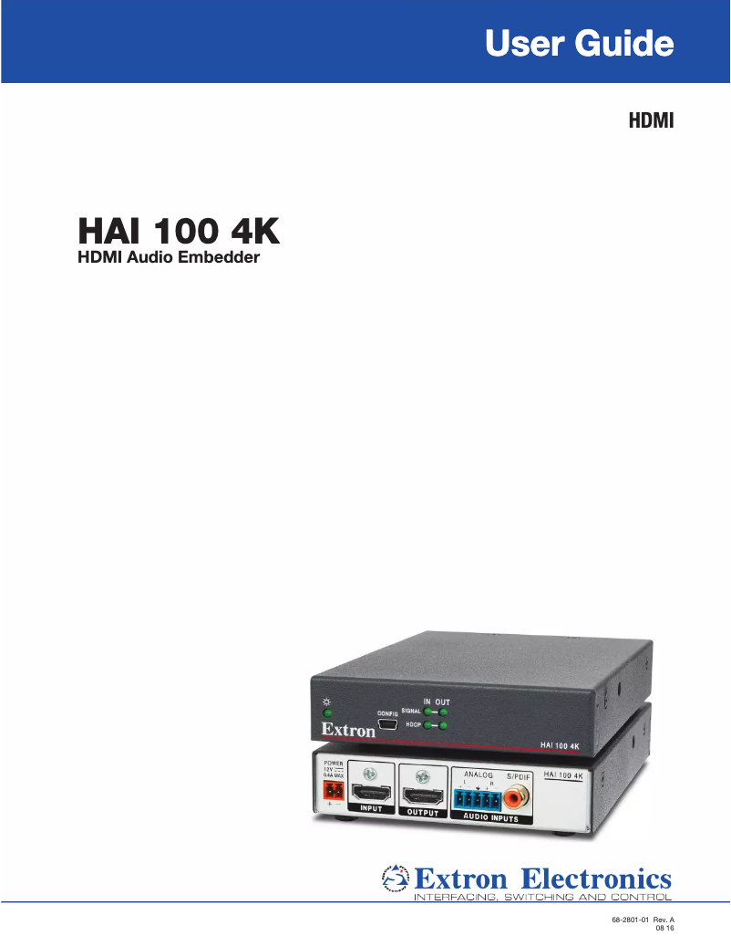 Página 1 del manual Manual de usuario Extron HAI 100 4K