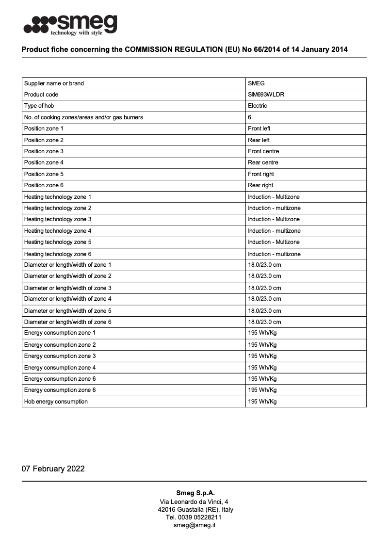 Página 1 del manual Folleto Smeg SIM693WLDR