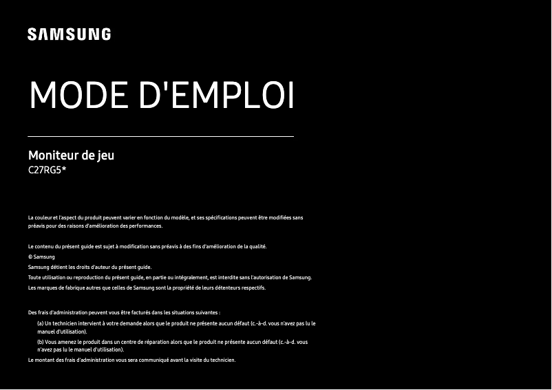 Imagen de la primera página del manual del dispositivo C27RG50FQM