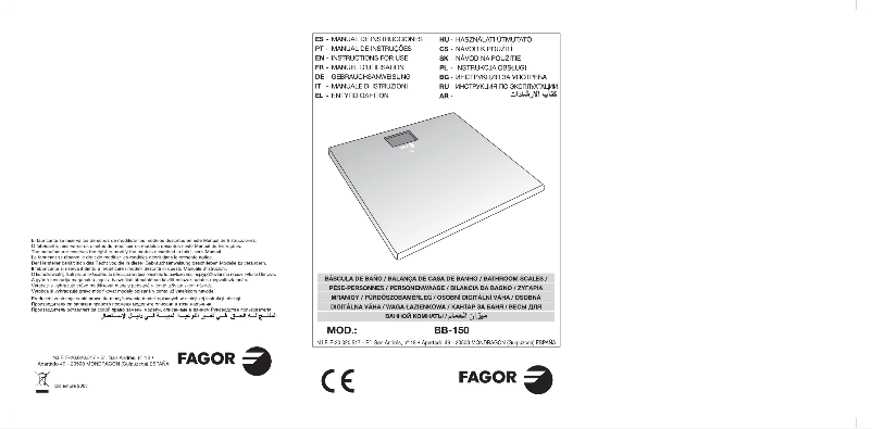 Página 1 del manual Manual de usuario Fagor BB150