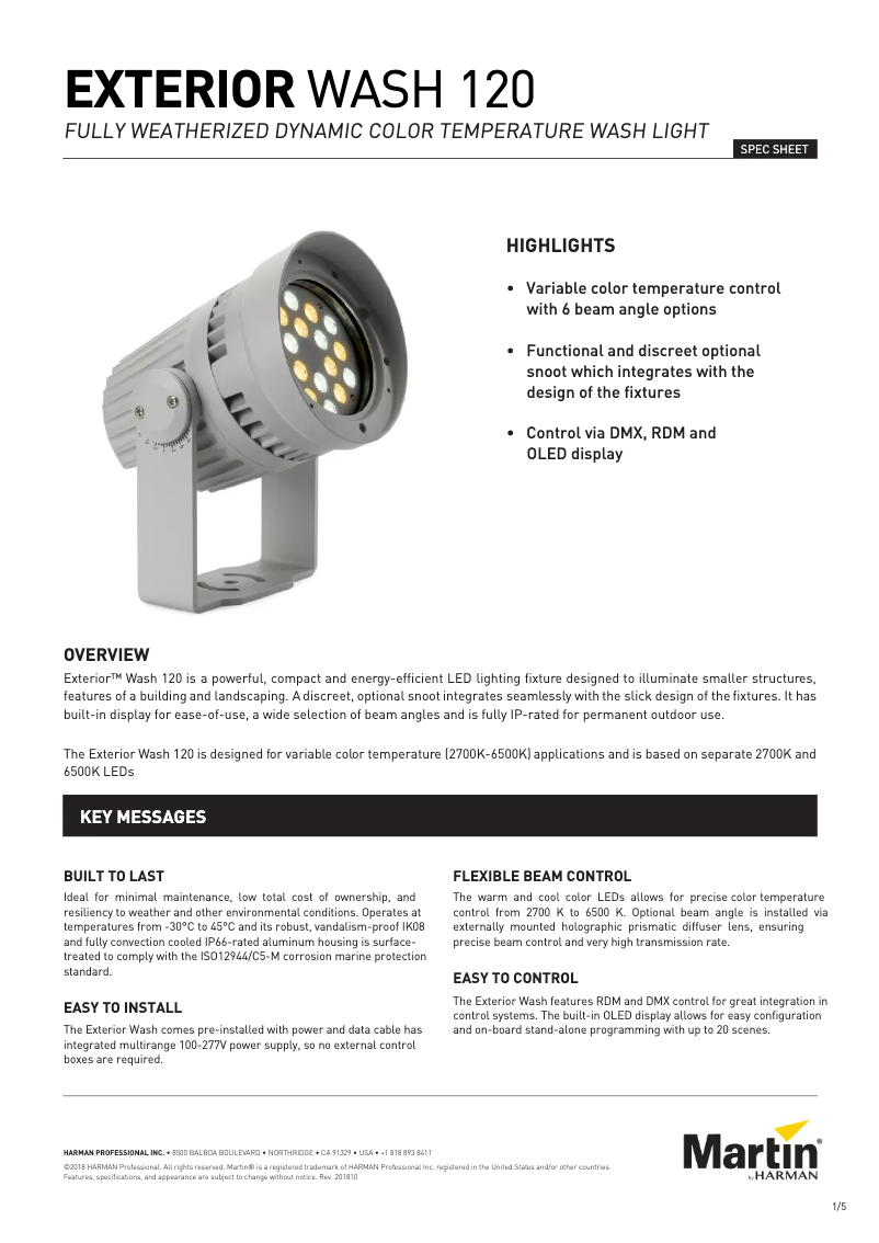 Imagen de la primera página del manual del dispositivo Exterior Wash 120