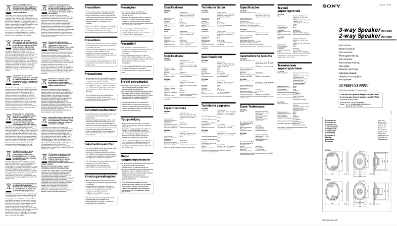 Página 1 del manual Manual de usuario Sony XS-F6934