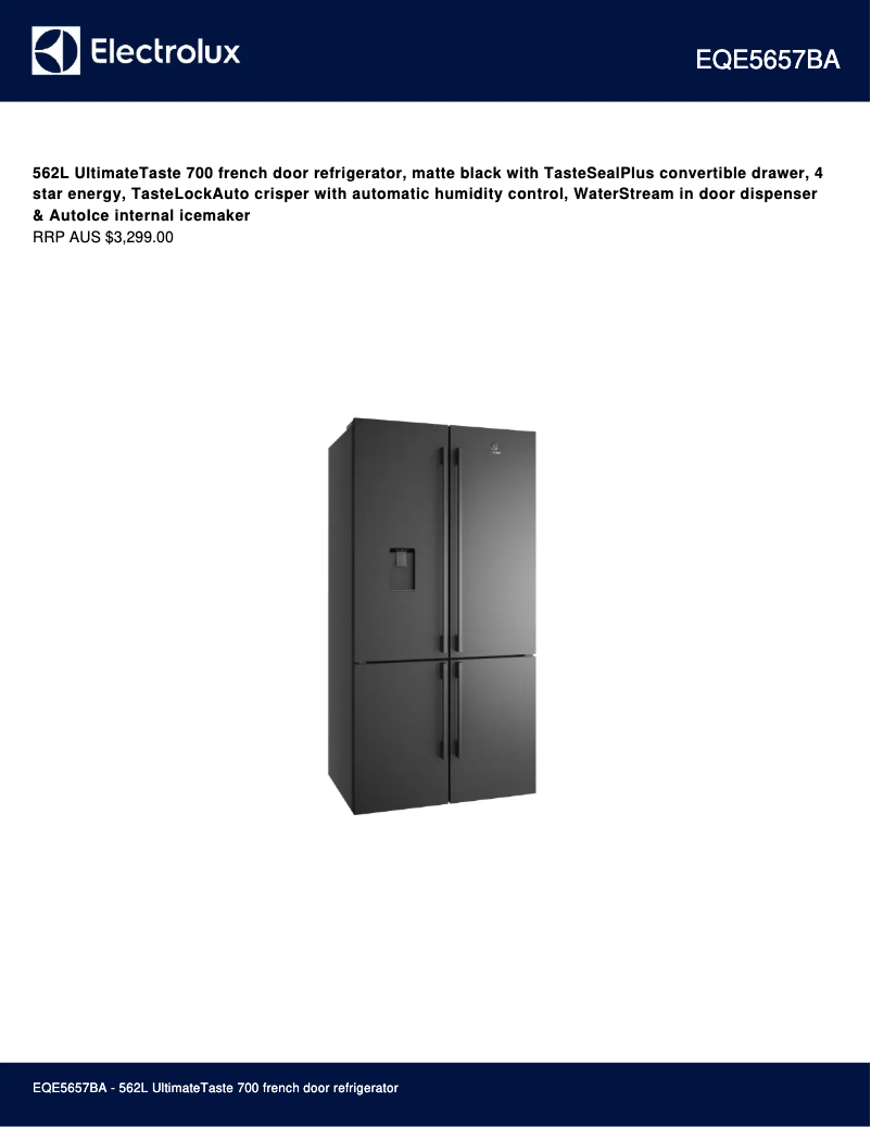 Página 1 del manual Ficha técnica Electrolux EQE5657BA