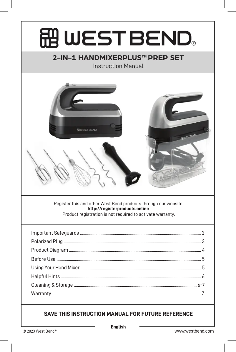 Página 1 del manual Manual de usuario WestBend HMWB6SBK13