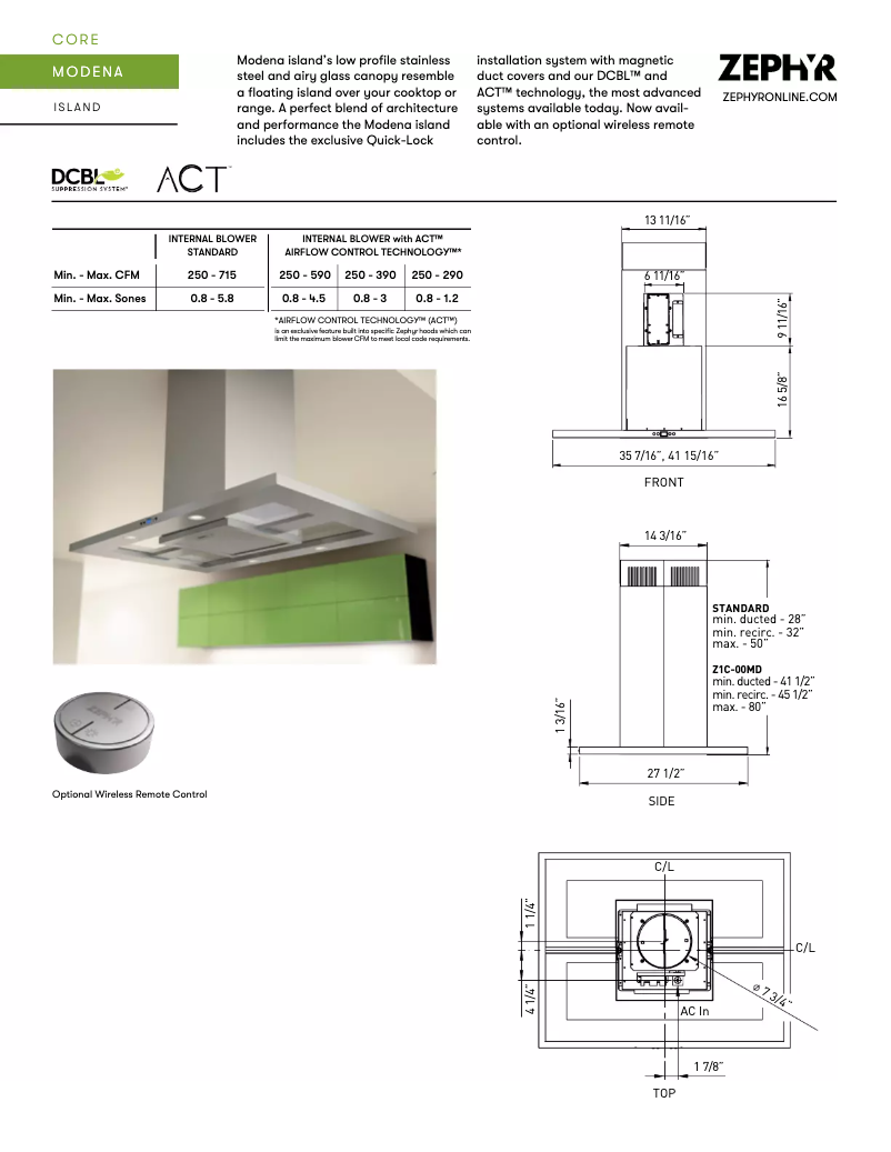 Página nº 1 - Ficha técnica Zephyr ZMDM90AS