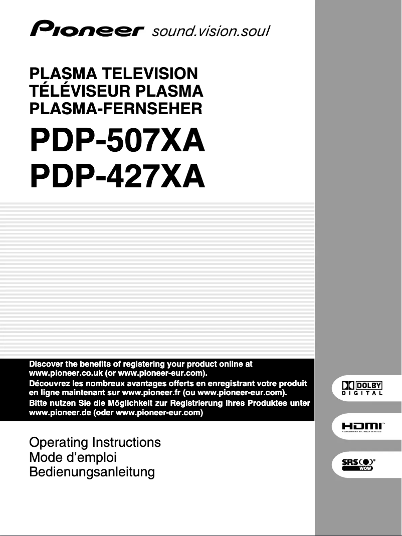 Página 1 del manual Manual de usuario Pioneer PDP-507XA