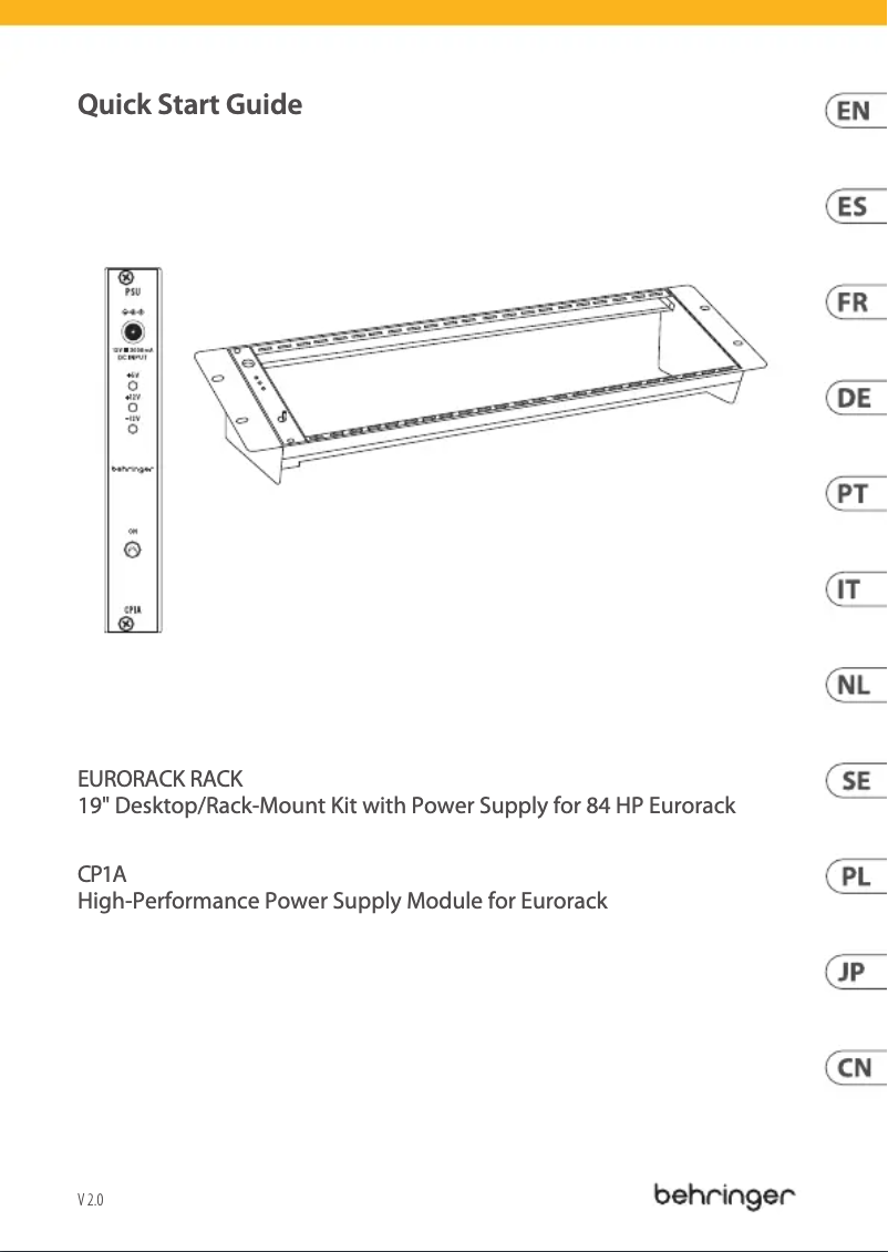 Página 1 del manual Guía de inicio rápido Behringer Eurorack Rack