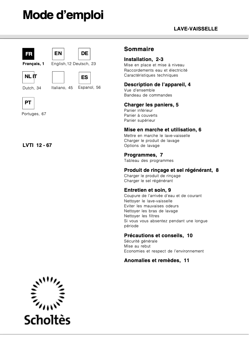 Imagen de la primera página del manual del dispositivo LVTI 12-67