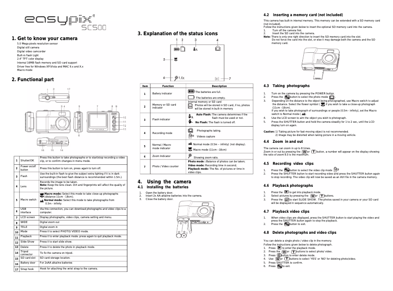 Página 1 del manual Manual de usuario Easypix SC500