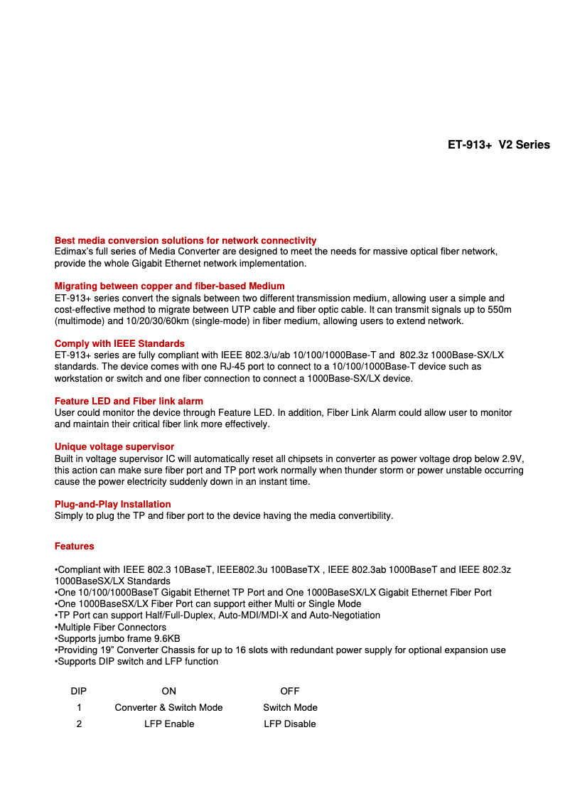 Página nº 1 - Manual de usuario Edimax ET-913+ V2