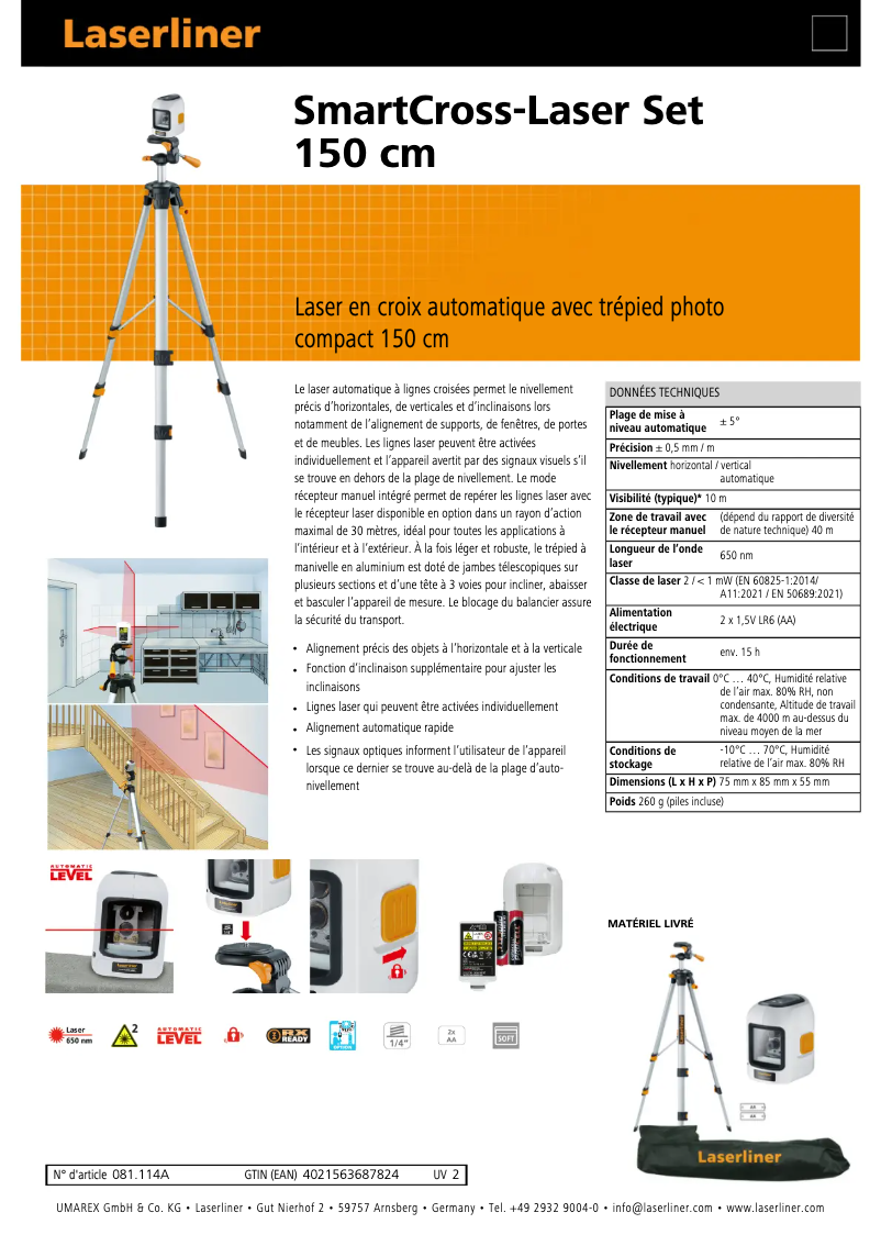 Página 1 del manual Ficha técnica Laserliner SmartCross-Laser