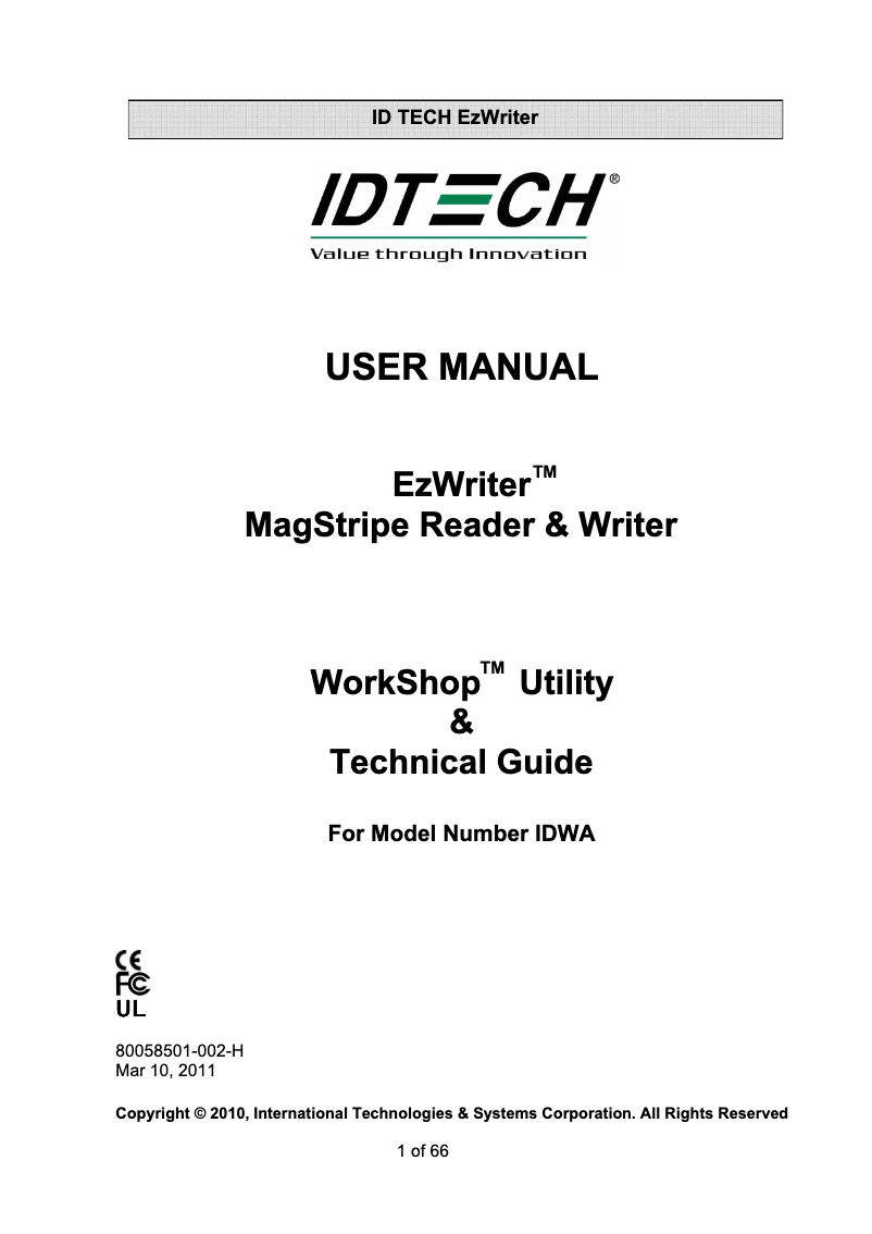 Página nº 1 - Manual de usuario ID Tech EconoWriter