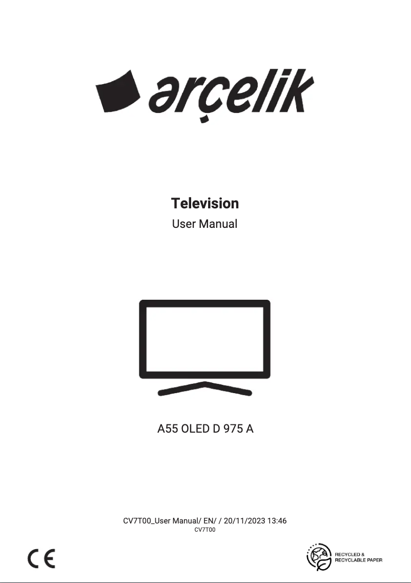 Página 1 del manual Manual de usuario Arçelik A55 OLED D 975 A