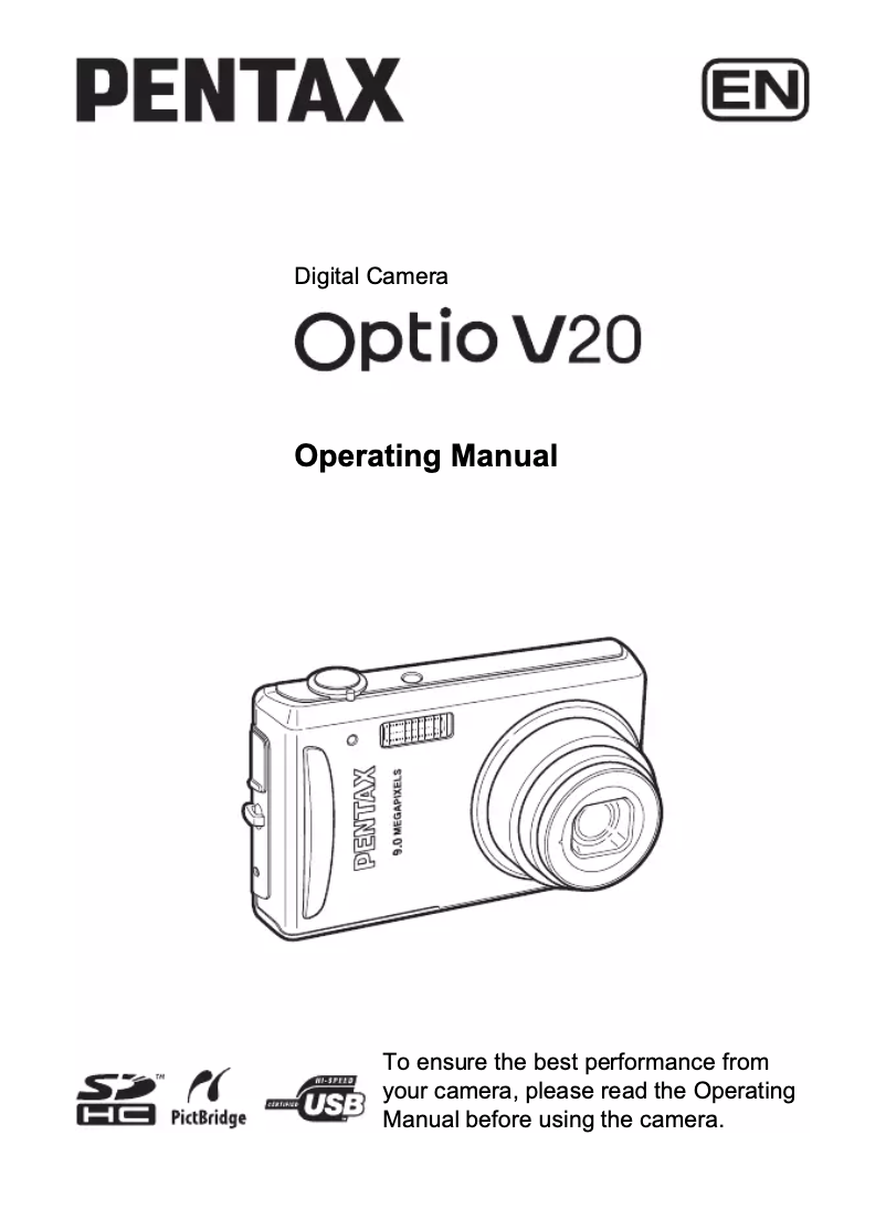 Imagen de la primera página del manual del dispositivo Optio V20