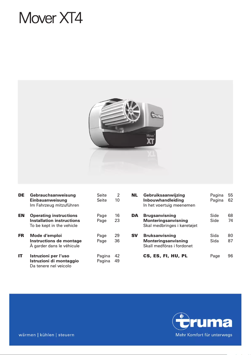 Imagen de la primera página del manual del dispositivo Mover XT4