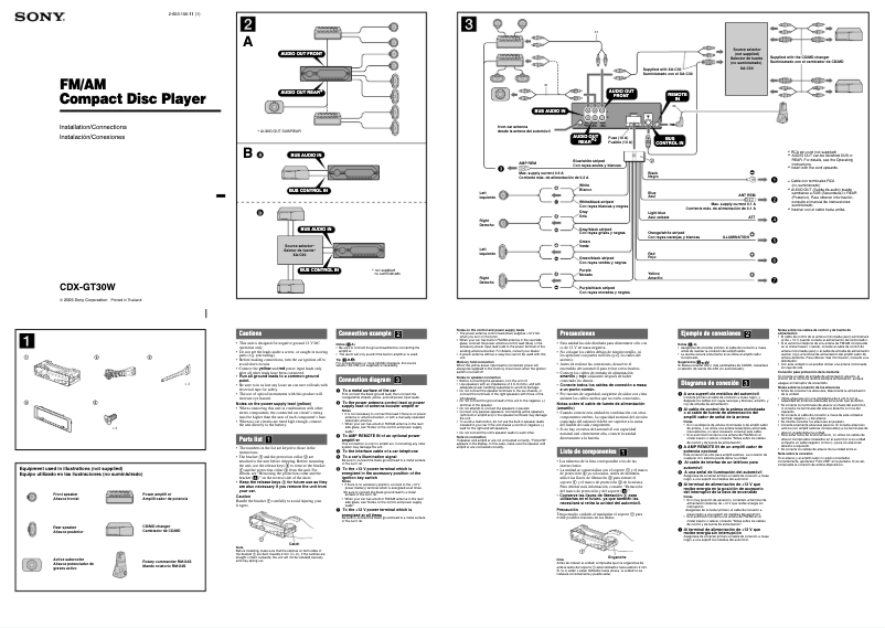 Página nº 1 - Guía de instalación Sony CDX-GT30W