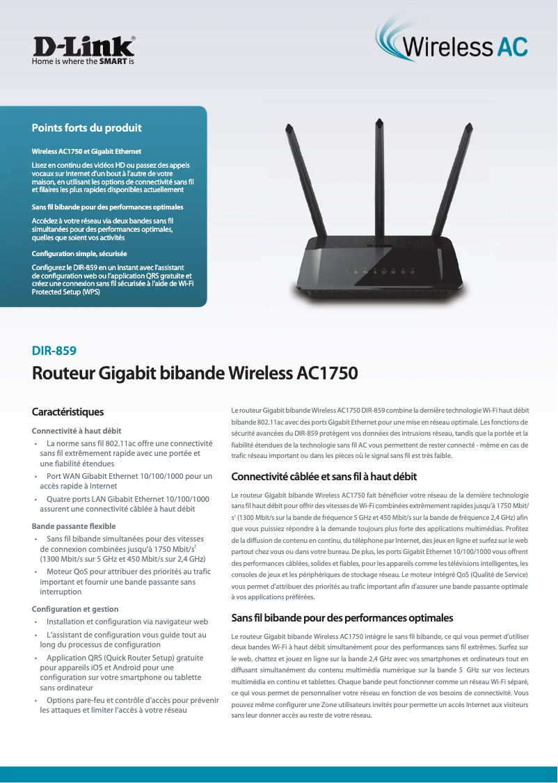 Página 1 del manual Ficha técnica D-Link DIR-859