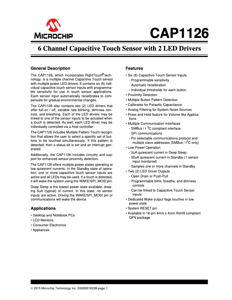 Imagen de la primera página del manual del dispositivo CAP1126