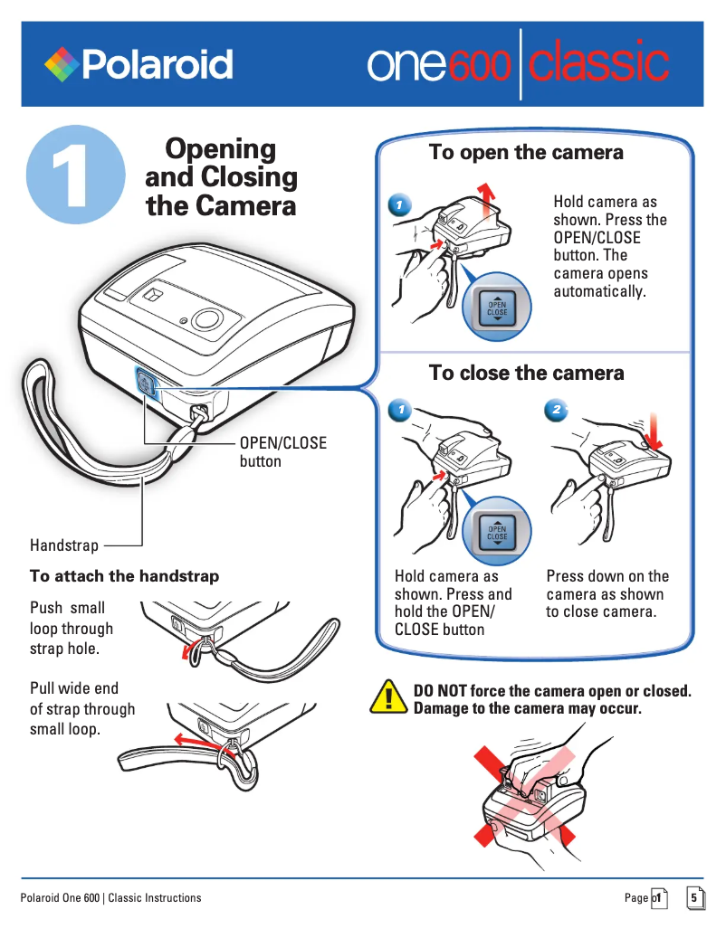 Página nº 1 - Manual de usuario Polaroid One600 Classic