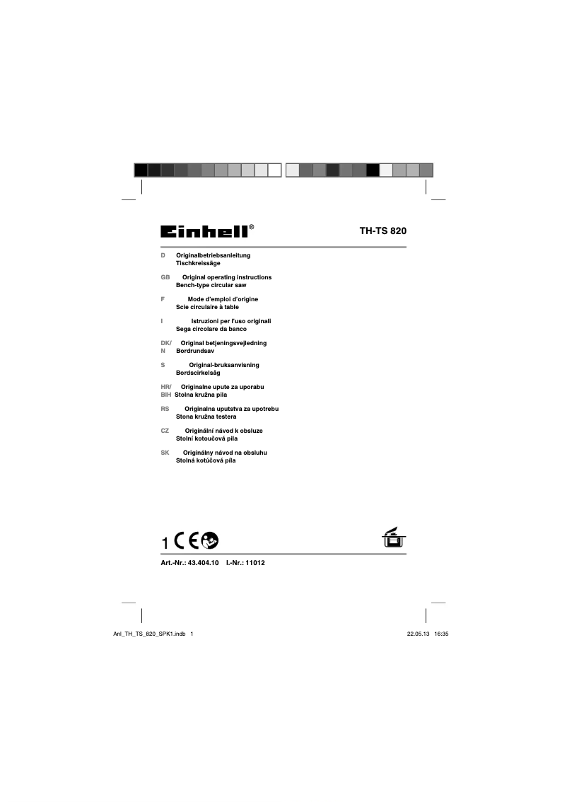 Página nº 1 - Manual de usuario Einhell TC-TS 820
