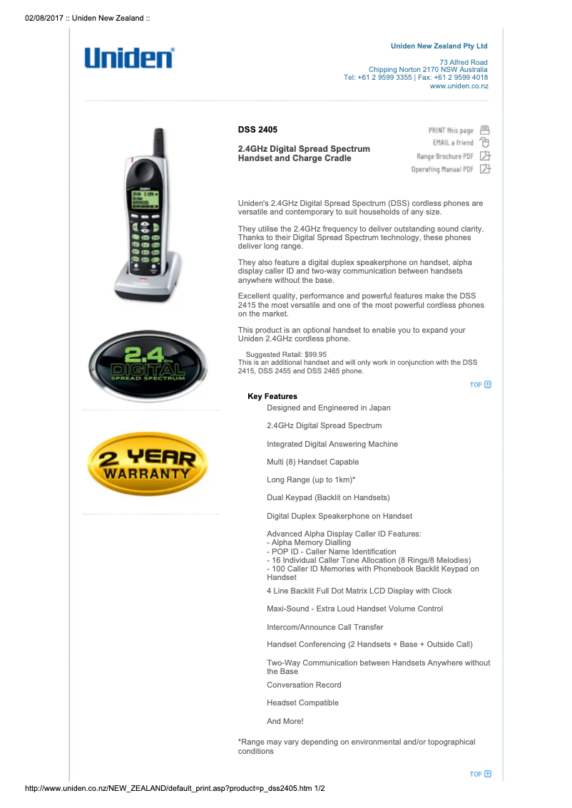 Página 1 del manual Manual de usuario Uniden DSS 2405