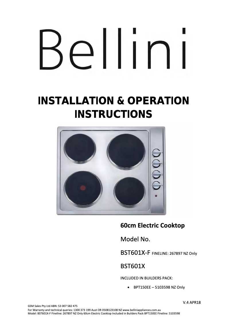 Página 1 del manual Manual de usuario Bellini BST601X