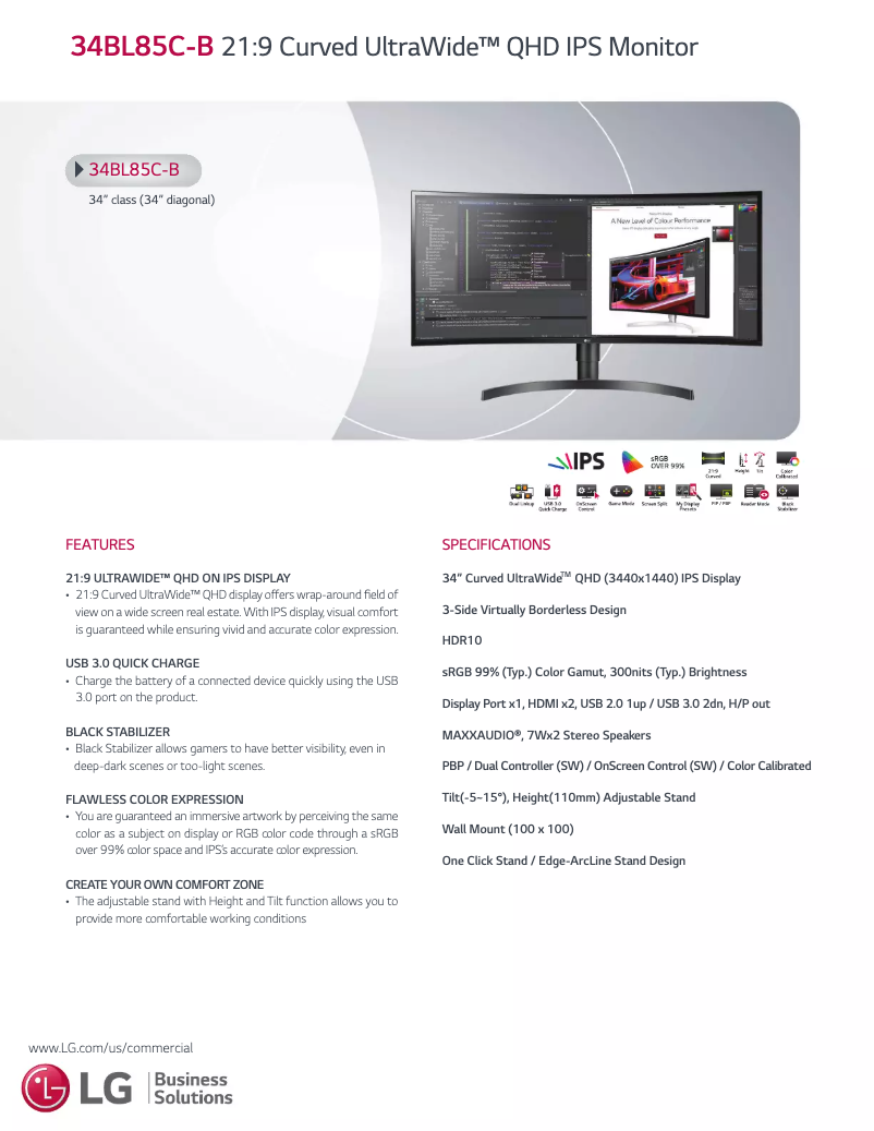 Imagen de la primera página del manual del dispositivo 34BL85C-B