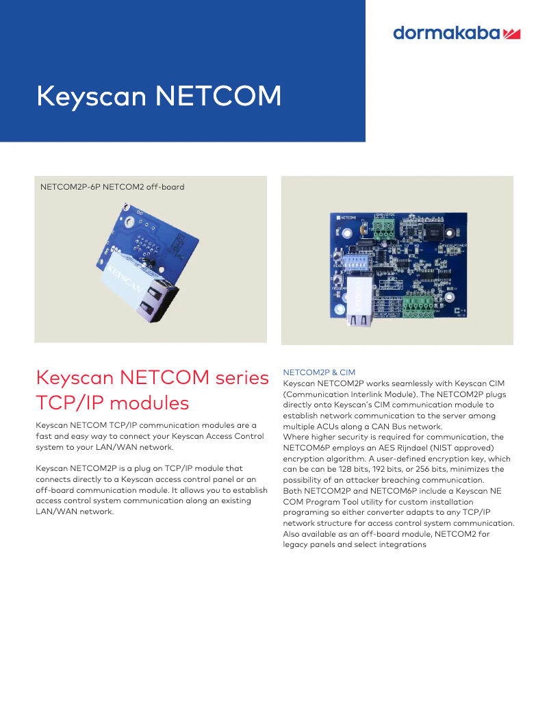 Página 1 del manual Manual de usuario Dormakaba Keyscan NETCOM